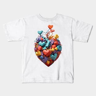 Abstract Geometric Clay Heart Kids T-Shirt